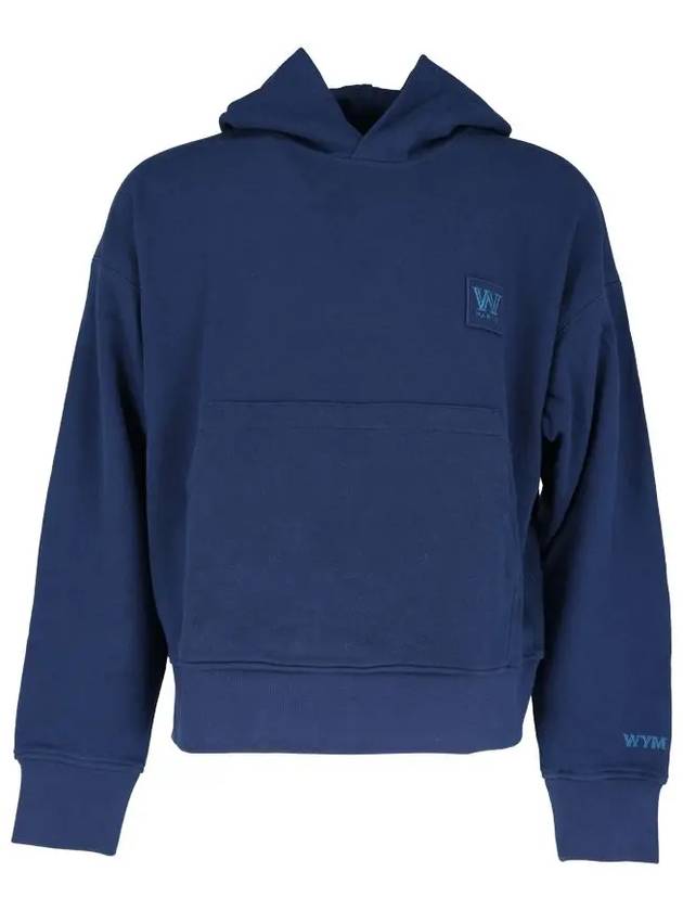 W Logo Patch Cotton Hoodie Blue - WOOYOUNGMI - BALAAN 3