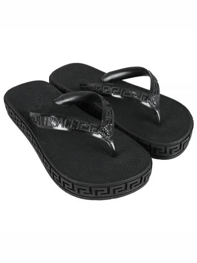 Greca Rubber Flip Flops Black - VERSACE - BALAAN 2