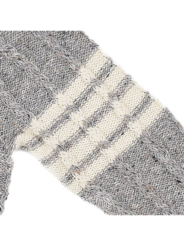 Donegal Twist Cable 4-Bar Classic Crewneck Knit Top Light Grey - THOM BROWNE - BALAAN 6