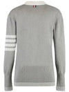 4 Bar Stitch V Neck Cardigan Grey - THOM BROWNE - BALAAN 4