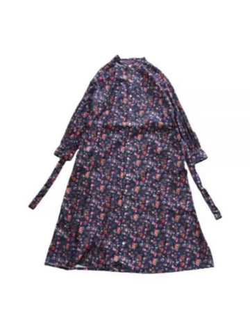 Banded Collar Dress Dk Navy Floral Printed Flannel 22F1WG012 LN422 BN002 - ENGINEERED GARMENTS - BALAAN 1