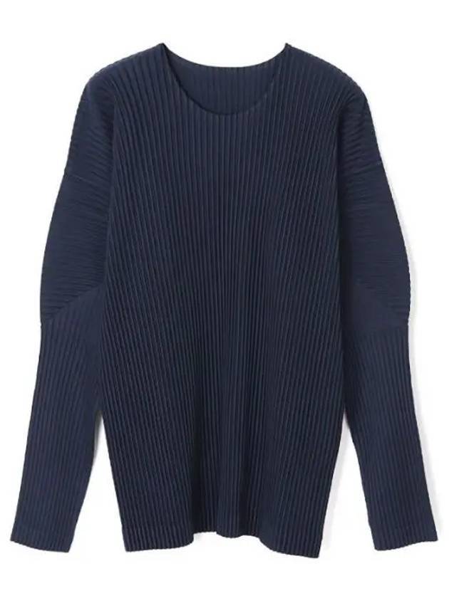 Pleated Long Sleeve T-Shirt Navy - ISSEY MIYAKE - BALAAN 1