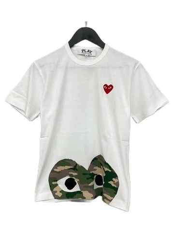 P1T244 000 1 Heart Camo Short Sleeve T Shirt Comme des Garcons - COMME DES GARCONS - BALAAN 1