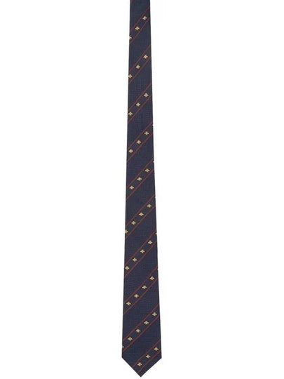 Bee Web Embroider Silk Tie Navy - GUCCI - BALAAN 2