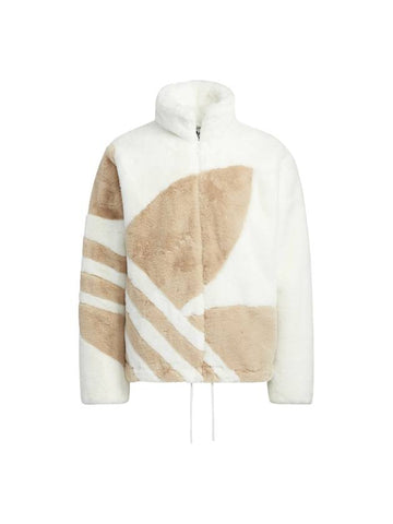 Big Logo Oversized Fur Jacket Beige White - ADIDAS - BALAAN 1