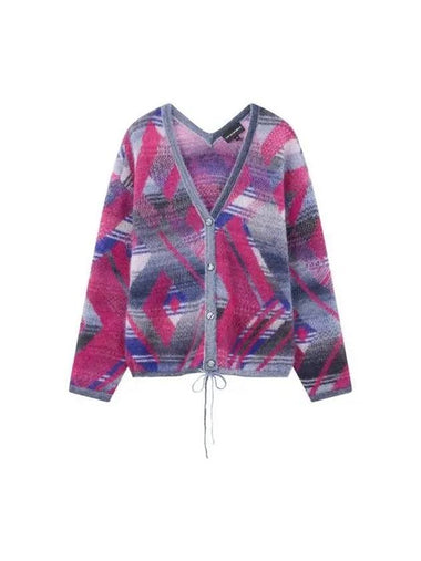 Women s Hairy Patterned Cardigan Royal Purple - EMPORIO ARMANI - BALAAN 1