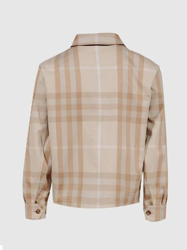 Men's Reversible Check Cotton Collar Zip-Up Jacket Beige - BURBERRY - BALAAN 4