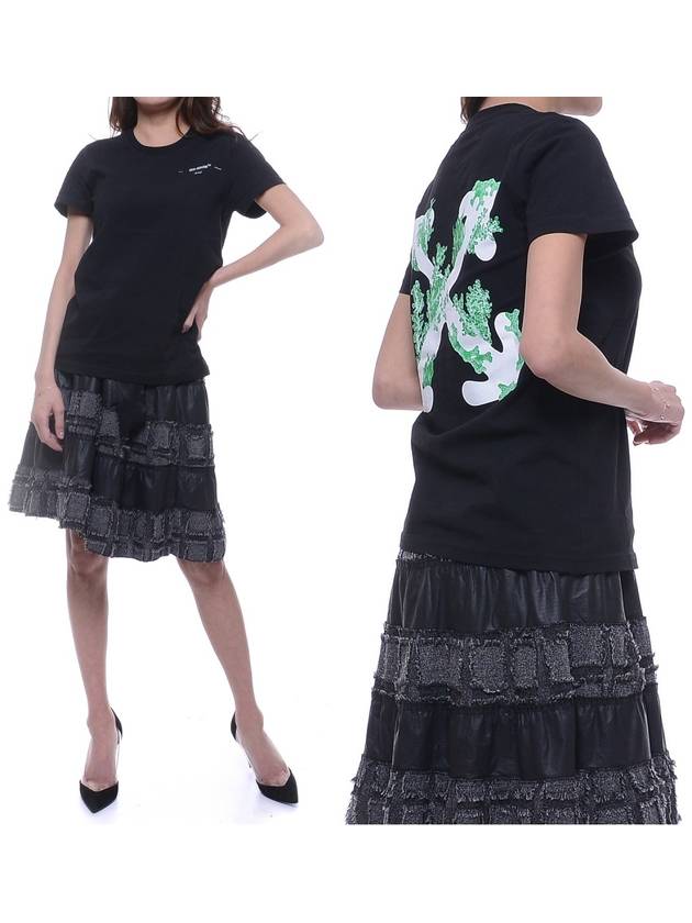 Women's Coral Arrow Print Short Sleeve T-Shirt Black - OFF WHITE - BALAAN 2