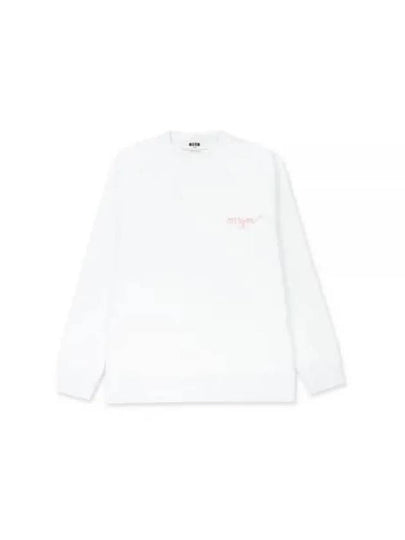 Embroidered Logo Cotton Sweatshirt White - MSGM - BALAAN 2