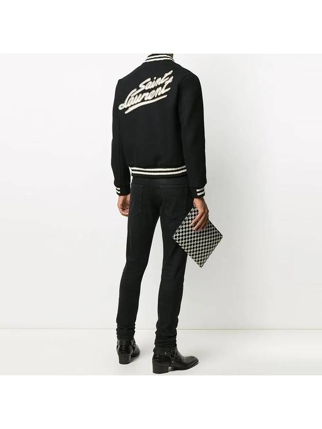 Teddy Wool Bomber Jacket  Black - SAINT LAURENT - BALAAN 4