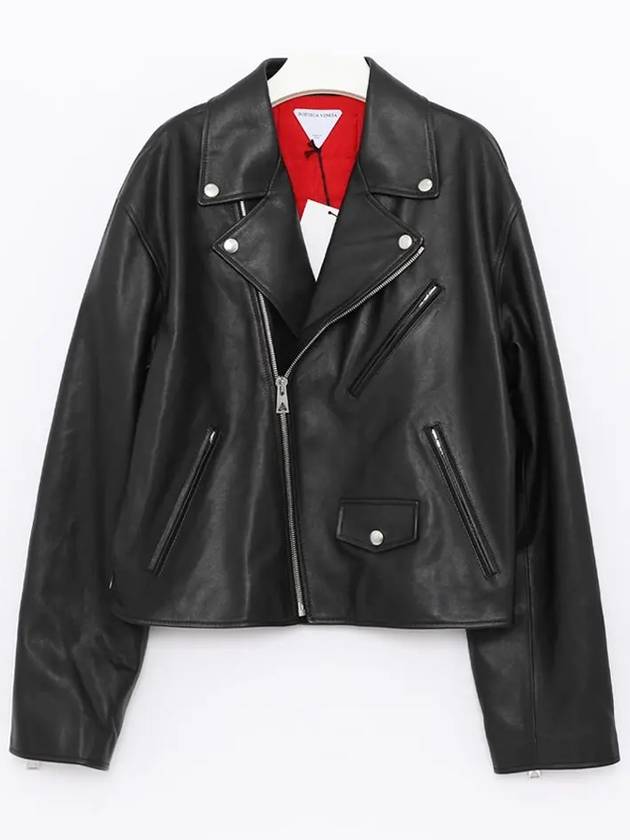 Leather Biker Jacket Black - BOTTEGA VENETA - BALAAN 4