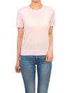 Women's Regal Wool Slim Crew Neck Short Sleeve T-Shirt Pink - THEORY - BALAAN 5