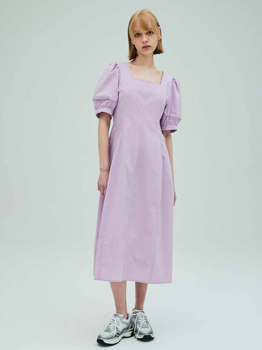 Square Neck Puff Sleeve Long Dress Lavender - OPENING SUNSHINE - BALAAN 1