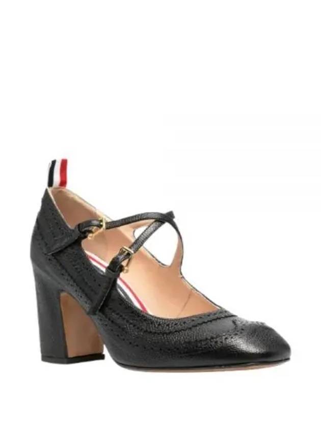 Mary Jane Pebble Grain Leather Brogue Pumps Black - THOM BROWNE - BALAAN 2