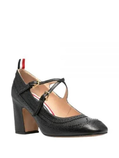 Mary Jane Pebble Grain Leather Brogue Pumps Black - THOM BROWNE - BALAAN 2