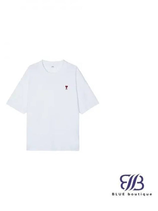 Small Heart Logo Boxy Fit Short Sleeve T-Shirt White - AMI - BALAAN 2