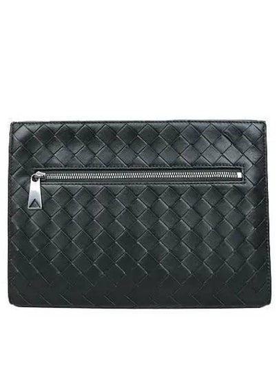 693675 Small Intrecciato Dark Green Document Case Clutch Bag - BOTTEGA VENETA - BALAAN 2