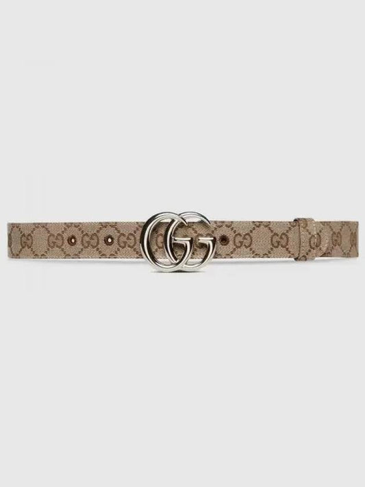 GG Marmont Thin Canvas Belt Beige - GUCCI - BALAAN 2