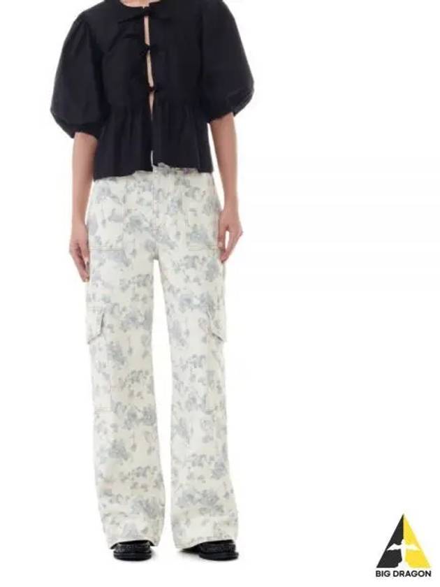 Floral Print Angi Straight Jeans Tofu - GANNI - BALAAN 2