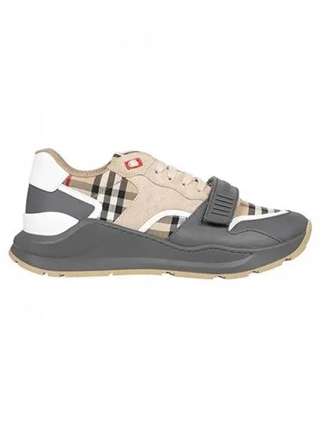 Ramsey Vintage Check Leather Suede Low Top Sneakers Beige - BURBERRY - BALAAN 2