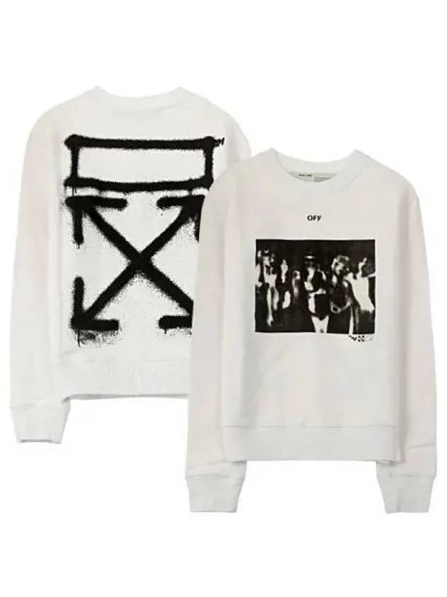 Spray Painting Slim Crewneck Sweatshirt White - OFF WHITE - BALAAN 2