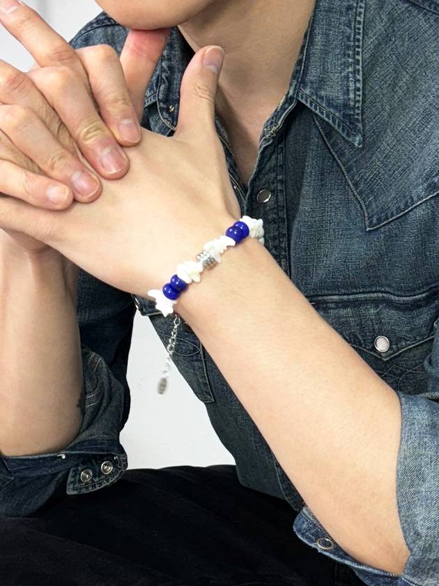 Natural Santorini Lapis & Pearl Bracelet - S SY - BALAAN 5