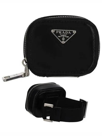 Triangle Logo Armband Leather Pouch Bag Black - PRADA - BALAAN 2