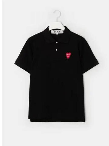 Unisex double red heart waffen polo t shirt blouse southern black domestic product GM0024040882855 - COMME DES GARCONS PLAY - BALAAN 1