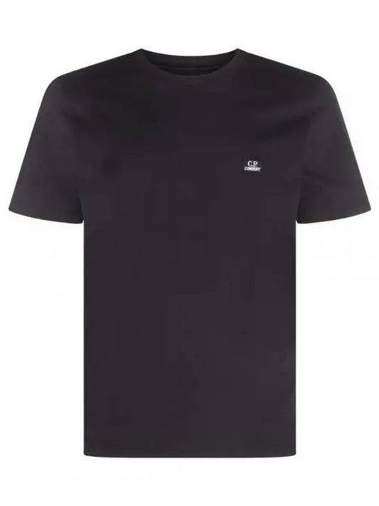 Men's 30 1 Jersey Logo Short Sleeve T-Shirt Black - CP COMPANY - BALAAN 2