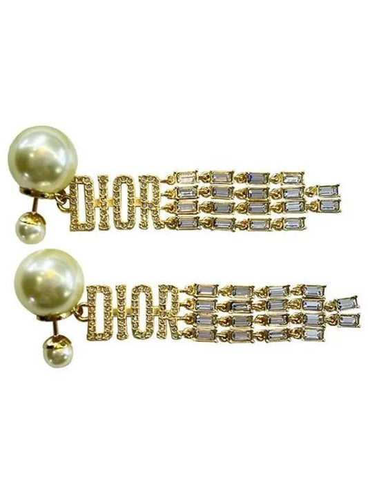 Tribales Logo Pearl Earrings Gold - DIOR - BALAAN 2