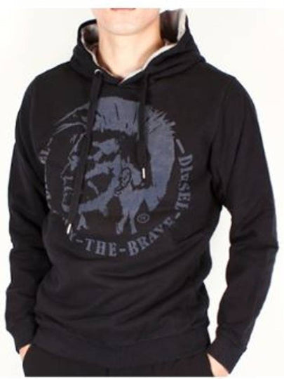 Graphic Print Cotton Hoodie Black - DIESEL - BALAAN 2