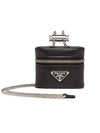 Saffiano triangle logo zipper mini cross bag black - PRADA - BALAAN 1