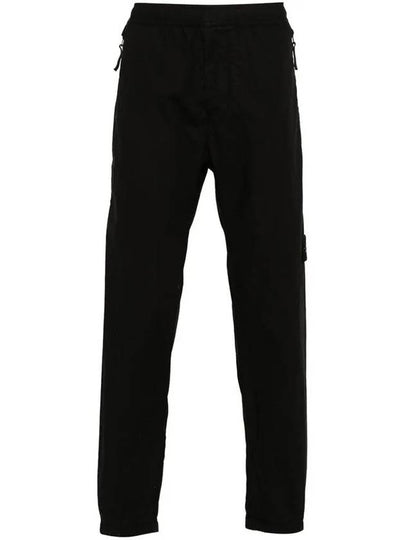 Logo Patch Tapered Cotton Track Pants Black - STONE ISLAND - BALAAN 2