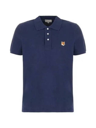 Fox Head Patch Cotton Polo Shirt Blue - MAISON KITSUNE - BALAAN 2