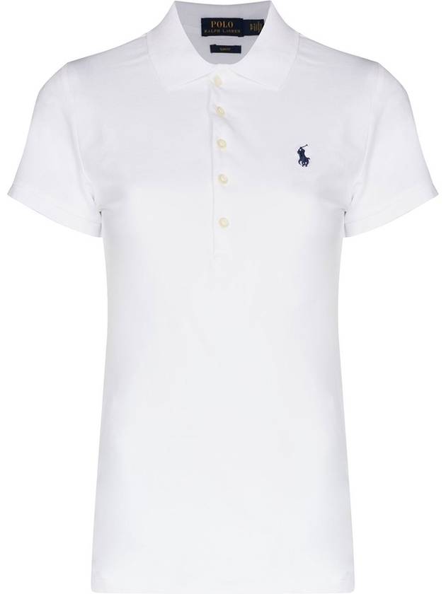 Women's Julie Embroidered Logo Short Sleeve Polo Shirt White - POLO RALPH LAUREN - BALAAN 2