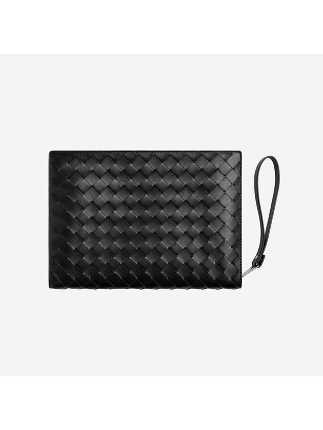 Intrecciato Zipper Small Clutch Bag Black - BOTTEGA VENETA - BALAAN 4