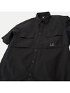 Cotton Rip-Stop Short Sleeve Shirt Black - CP COMPANY - BALAAN 5