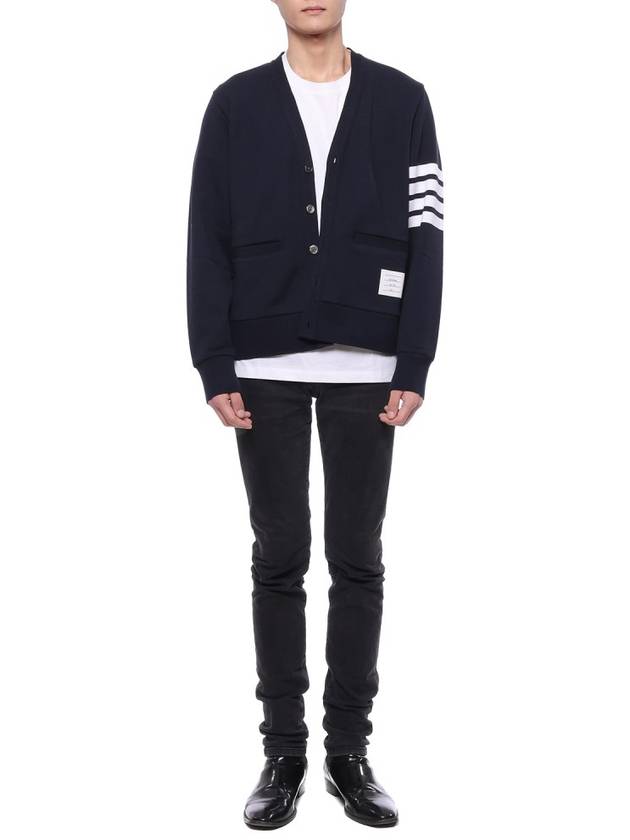 Classic V-Neck 4 Bar Stripe Cardigan Navy - THOM BROWNE - BALAAN 4