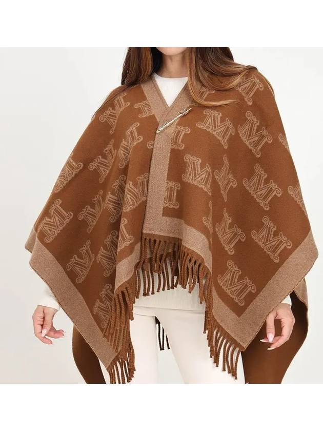 Fringe Wool Cape Camel Poncho 2426736011600 - MAX MARA - BALAAN 3