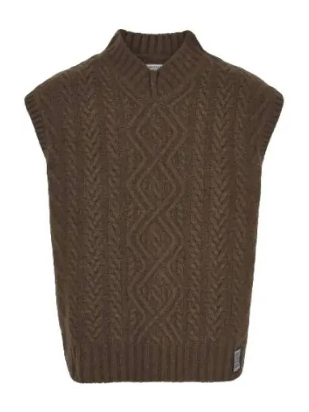 Boiled Cable V neck Vest Chocolate - MARTINE ROSE - BALAAN 1