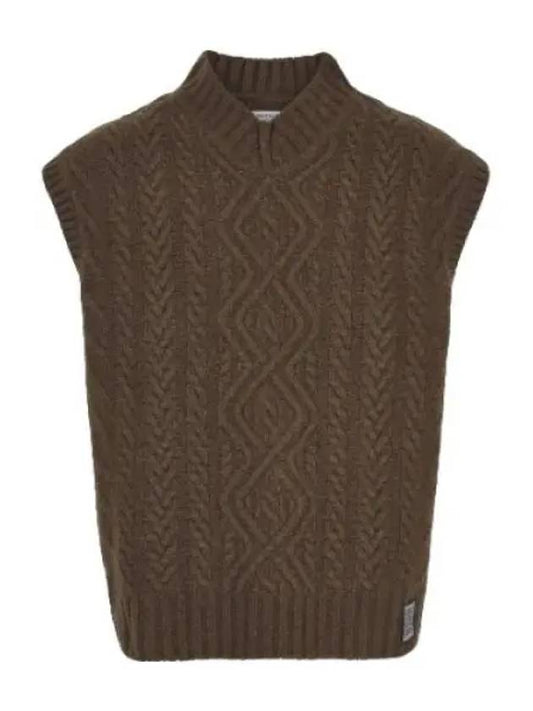 Boiled Cable V neck Vest Chocolate - MARTINE ROSE - BALAAN 1