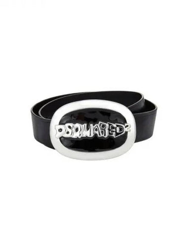 Men's Round Plaque Leather Belt Black 270846 - DSQUARED2 - BALAAN 1