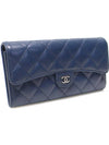 Chanel A80758 Navy Caviar Silver CC Logo Classic Long Flap Wallet 22nd - CHANEL - BALAAN 2