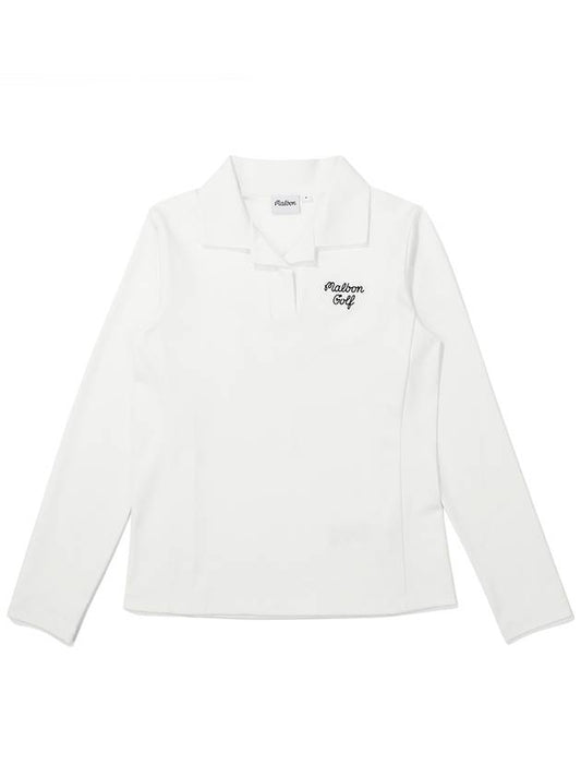 Performance long collar top OFF WHITE WOMAN - MALBON GOLF - BALAAN 1