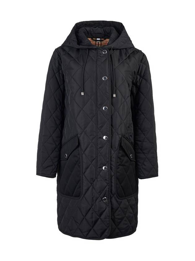 Women's Diamond Quilted Hoodie Single Coat Black - BURBERRY - BALAAN 2