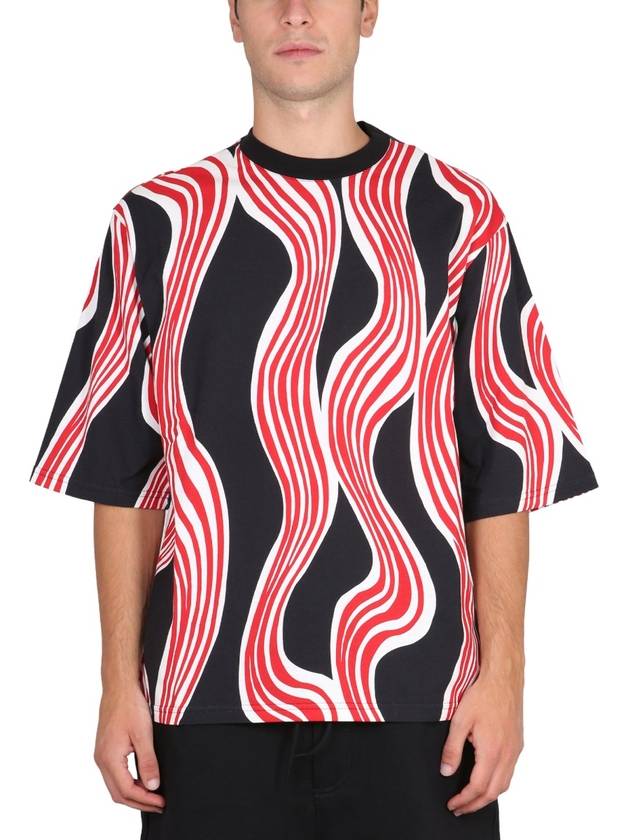 JW Anderson Red Printed Short Sleeve T-Shirt Black - MONCLER - BALAAN 4