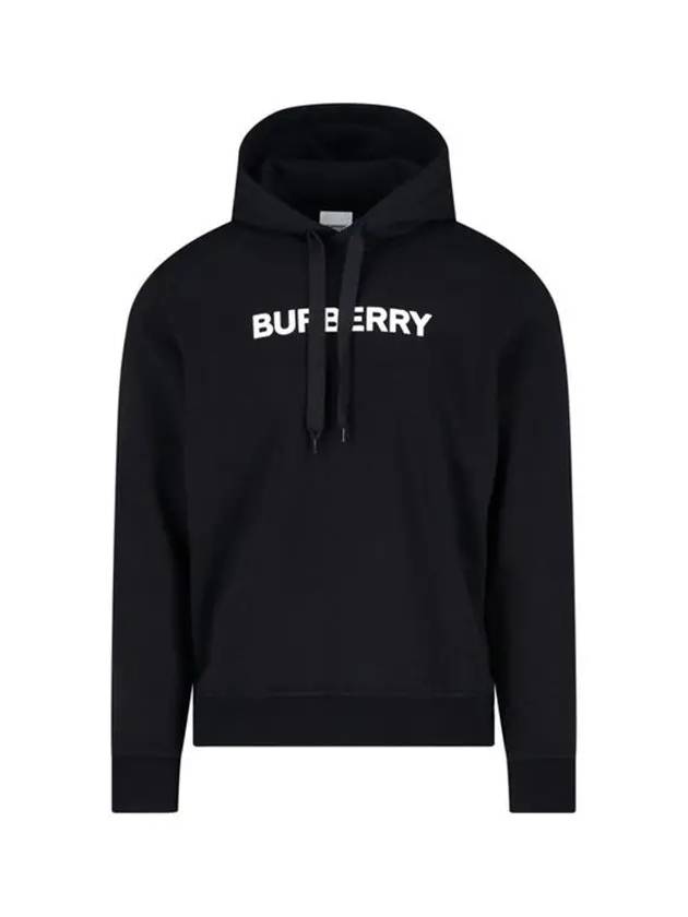 Logo Print Cotton Hoodie Black - BURBERRY - BALAAN 2