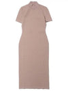 Women's FF Logo Short Sleeve Midi Dress Beige - FENDI - BALAAN 2