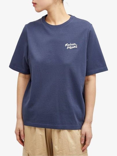 Handwriting Logo Cotton Short Sleeve T-Shirt Navy - MAISON KITSUNE - BALAAN 2