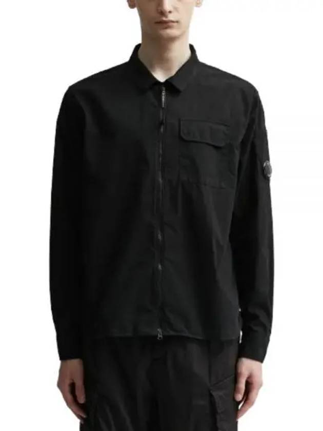 Tylon L Button Long Sleeve Shirt Black - CP COMPANY - BALAAN 2